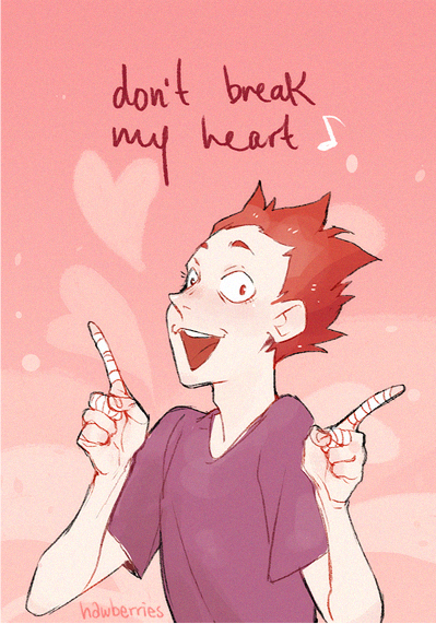 hawberries:  happy valentine’s day 2019 from a few of our favourite idiots[alt: images are greeting-card style drawings of various haikyuu characters with handwritten captions. hinata: “you make me feel GWAAA and PWAAAA” / tendou: “don’t break