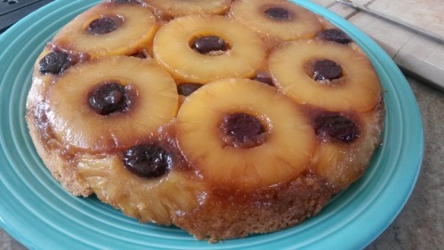 My pineapple upside down birthday cake! Recipe from The Cake Bible, my usual and favorite recipe.