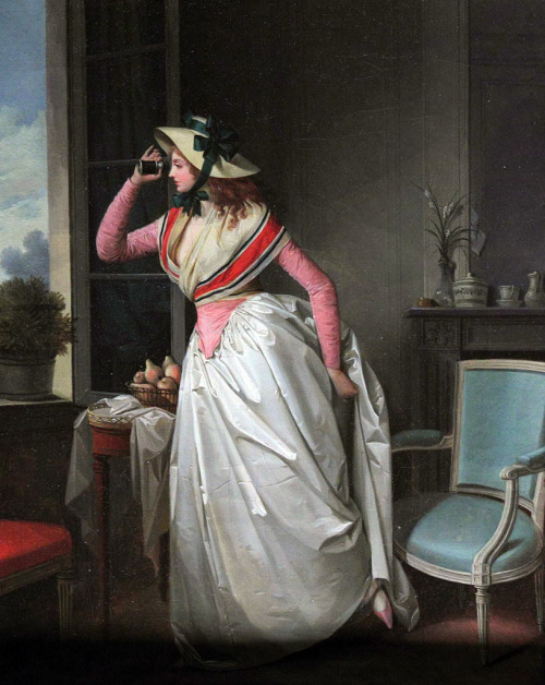 La femme à la lorgnette by Henri-Nicolas Van Gorp, late 18th century