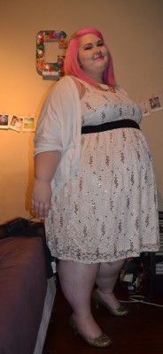 mostbeautifullie:  New Year Eve outfit and my outfit today.  Dress - Modcloth White Cardigan - Torrid Today:Tanktop - TorridFlower Cardigan - SWAK Skirt - SWAK  Sexy girl