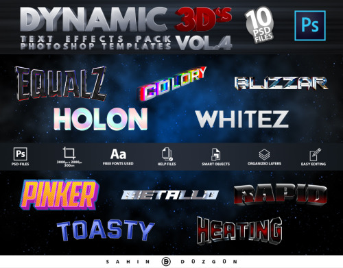 DYNAMIC 3D&rsquo;s - Vol.4 | Text-Effects/Mockups | Template-Package by Sahin Düzgün