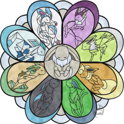 eivuiee:  Eeveelutions in Stained Glass -