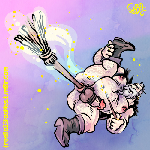 freebo23doodles: HALLOWEEN is comingMarlon the witch having fun with his broom!just wanted to draw t