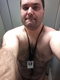 Here’s a pic of me at work Sir  May want to get rid of your badge next time, unless you want to be exposed as the fag you are. Body hair on my fag isn&rsquo;t really a thing for me, perhaps you could shave it all off. Or you may have an Alpha that enjoys