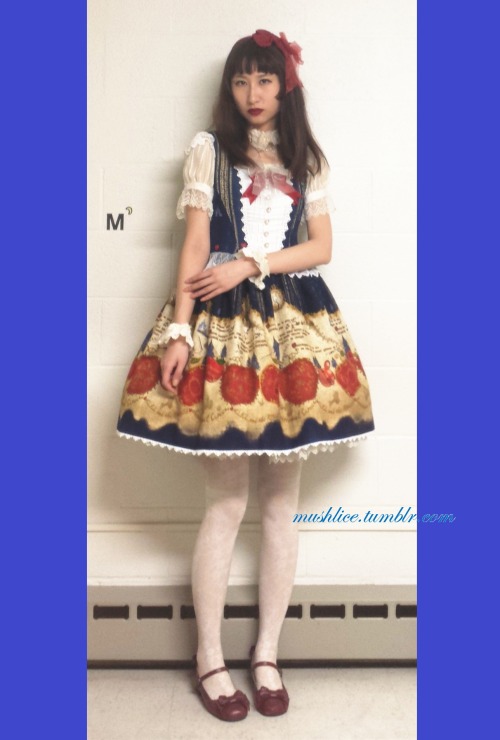 mushlice: New dress: Snow White’s Patchwork Apples jumper skirt II *sentimental circus co lab item 