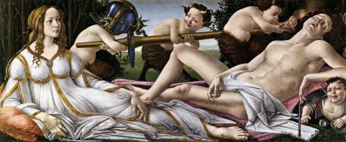 artist-botticelli: Venus and Mars, 1483, Sandro BotticelliMedium: panel,tempera