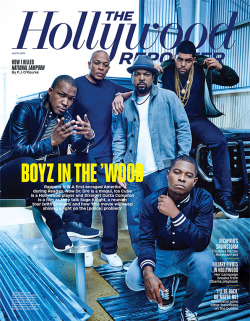 soph-okonedo:     Corey Hawkins, Jason Mitchell and O’Shea Jackson Jr. of the new film “Straight Outta Compton’ cover ‘The Hollywood Reporter’ (july 31, 2015) alonside Dr. Dre and Ice Cube