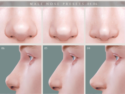 Male Nose Presets 04-06– 3 presets– Teen to Elder– MaleT.O.UDo not re-uploadDo not claim as your own