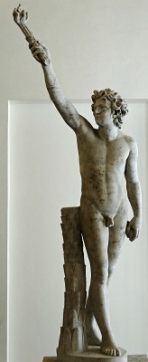 hadrian6:  The Torch Bearer.  17th century.  Alessandro Algardi. Italian 1598-1654. marble. created by adding to an ancient bust and upper legs. The arms, torch, legs and stand are Algardi’s work. http://hadrian6.tumblr.com 