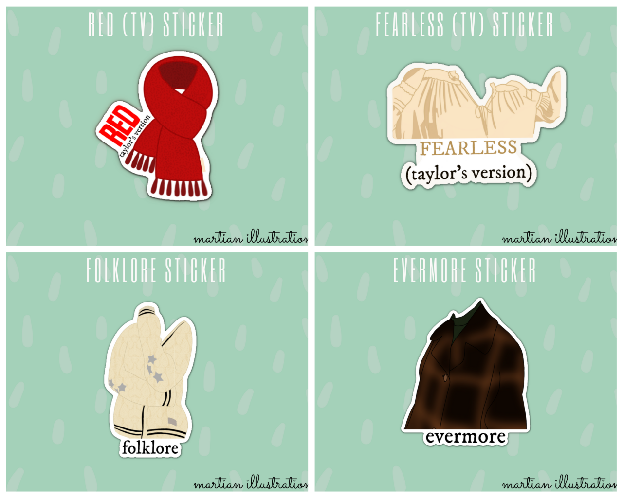 TAYLOR SWIFT STICKERS by Martian Illustration !!hi everyone! i created these little Taylor Swift stickers to celebrate taylor’s new and re-released albums! i’m a small artist who makes bookish (and sometimes musician) stickers & bookmarks! it would mean the world if you could reblog/like this! thank you so much for reading this far!!available in matte & glossy$1-4 CADLINK HERE #taylor swift#taylornation #taylor swift merch  #taylor swift red #taylor merch#taylor red #taylor swift stickers  #FEARLESS (TAYLORS VERSION)  #red (taylor’s version) #taylor scarf#taylor stickers#taylor sticker #taylor red scarf  #taylor switft stickers  #taylor sticker red #evermore#fearless#folklore#red scarf#red sticker#red merch