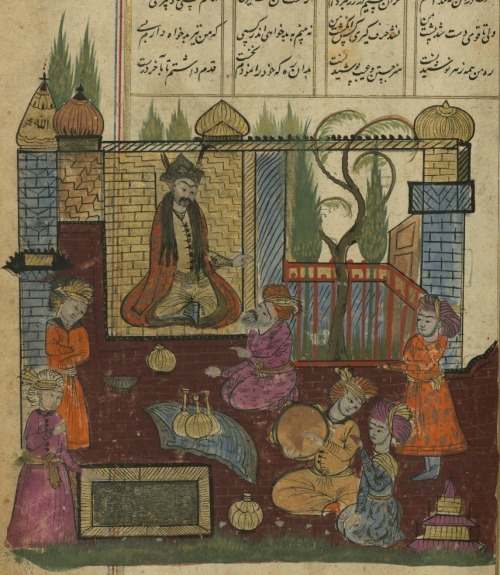 brassmanticore:Alexander the Great enthroned, from a Sharafnāmah (crop)Image from Walters Ms. W.612 