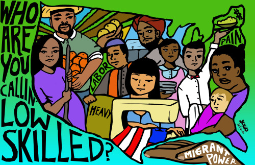 vicless:  juliosalgado83:  Image inspired by something my comadre Yosimar Reyes said in Chicago about the way our migrant labor is deemed low-skilled. It takes a lot of skills to work in the fields. To serve entitled people their food. To make your