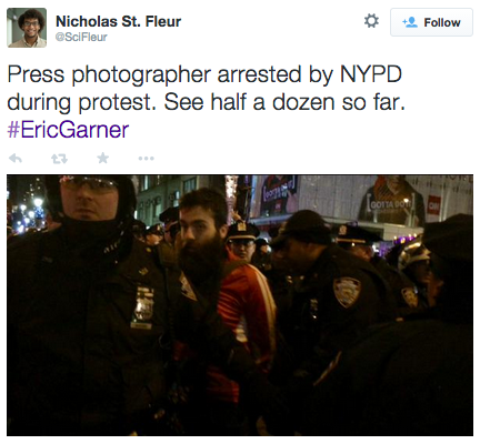 socialjusticekoolaid:   HAPPENING NOW (12/3/14): Mass arrests (at least 30 confirmed so far) taking place in NYC right now, as protesters continue to pack the streets in protest of the death of an unarmed black man, Eric Garner, at the hands of a NYPD