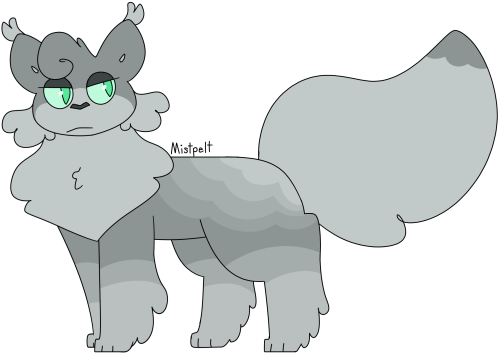 “We’ll make a leader of you yet, Pinepaw. Just wait and see.”Mistpelt is a thick-furred pale gray sh