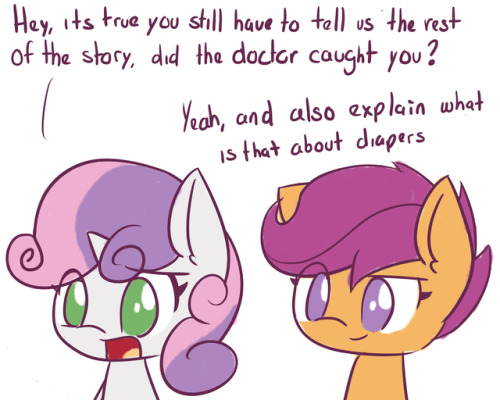 asklittleapplebloom: AppleBloom answer Random Questions (Part 2) Owww girls nwn long time to not see you here… by the way, they didn’t know about the diaper 7//////7 well… until today… Now Scoot is gonna remind me that for the rest of my life TnT