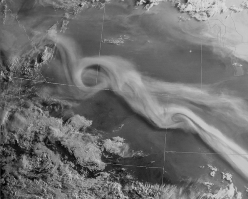 Earlier this week a weather satellite caught this awesome shot of what the smoke fro the Canadian wi