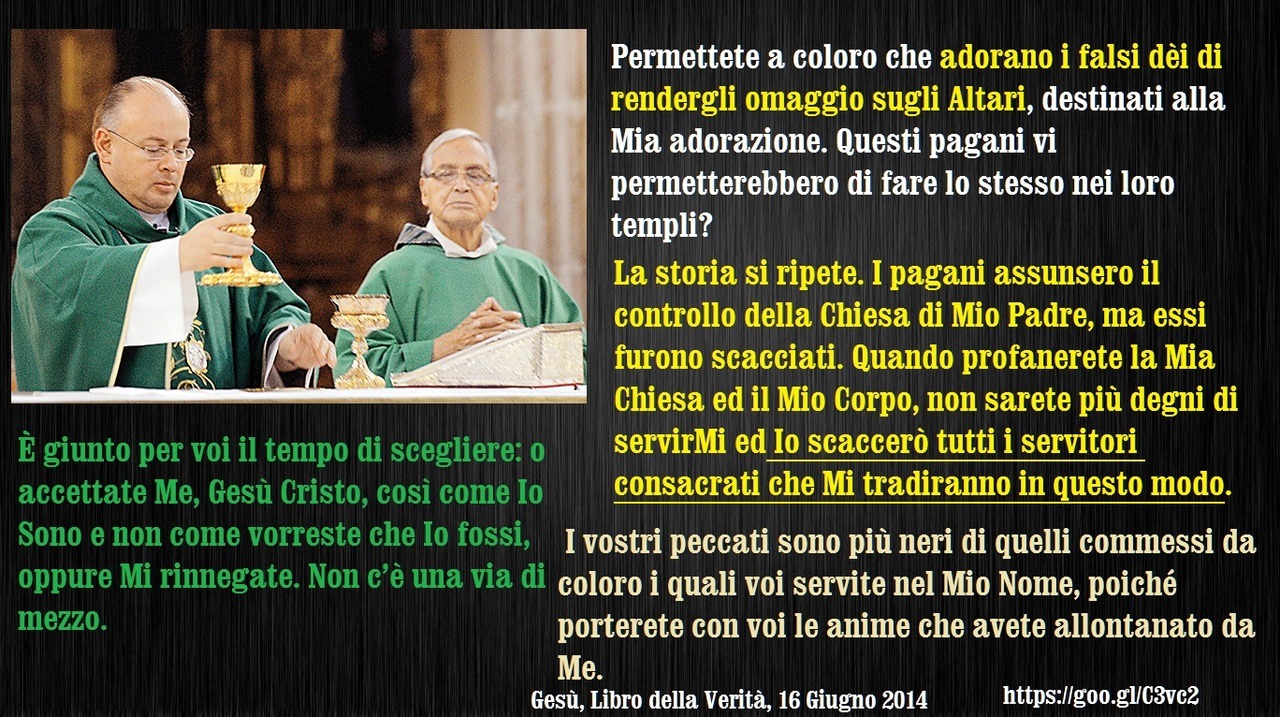 Ma voi non dovete mai giudicare gli altri nel Mio Nome. Con questo intendo dire di non giudicare sia chi Mi disprezza, sia chi accetta il Mio Intervento. Nessuno tra di voi ha il diritto di dichiarare che un’altra persona é malvagia o colpevole di...