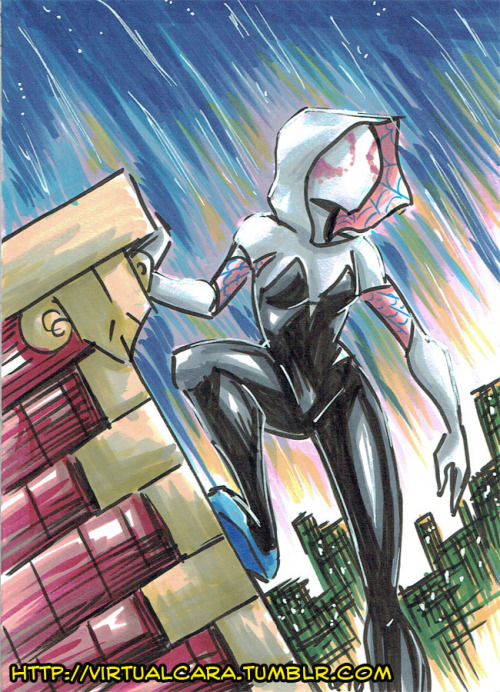 Spider-Gwen! Consketch, 5x7 inches, ink marker and paint on bristol.Commission Info | Buy Me A Coffe