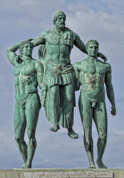 Diagoras of Rhodes and his Sons. bronze monument. Rhodes Greece 