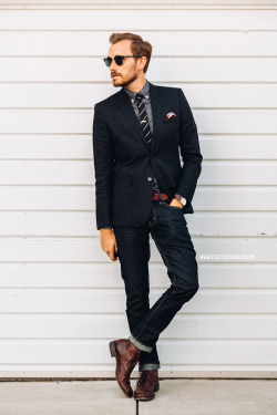 raddestlooks:  stayclassic:  July 2, 2014. Blazer: Linen - H&amp;M - ๋ (similar)Shirt: J. Crew Factory - อJeans: Levi’s 511 in Rigid Dragon - Nordstrom - โBoots: Steve Madden Bristole Chukka - ๟ (Foot Locker) (similar)Tie: AllSaints Outlet