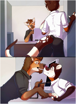 furryredpanda:  tigerlickspaw:  Paper Pushing - by Roanoak  Office work :3 