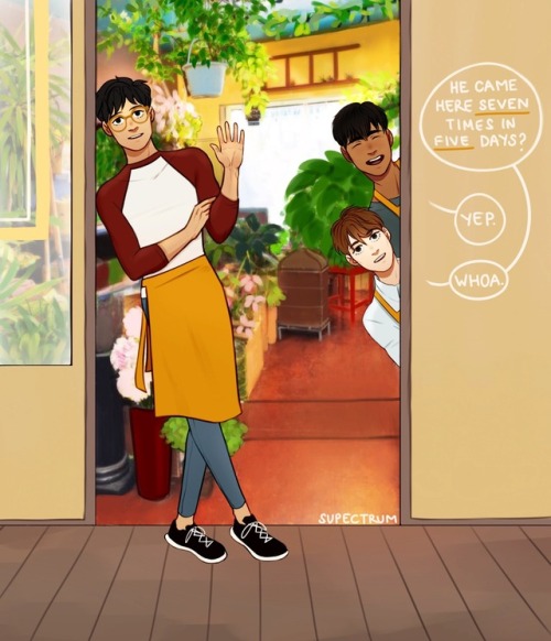 su-jinku: flower shop au where victor comes into the shop once in a rush to get his friend flowers a