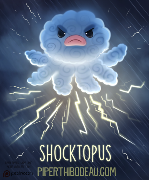 cryptid-creations: Daily Paint 1590. Shocktopus by Cryptid-Creations Time-lapse, high-res and WIP sk