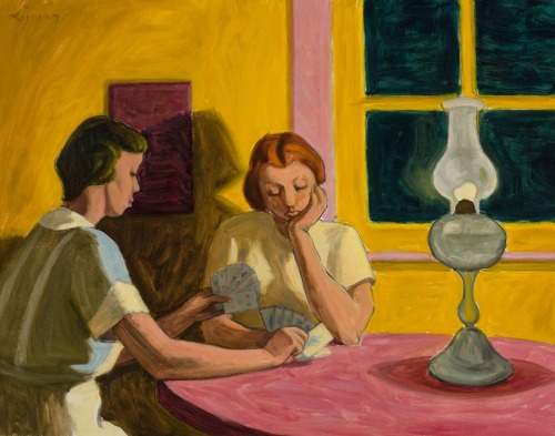 Girls Playing Cards -   John Goodwin Lyman , 1935.Canadian, 1886–1967 oil on canvas , 55,9 x 71,4 cm