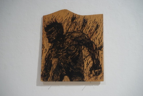 Here are my woodcut blocks from my October show, FOOTWORK at the...