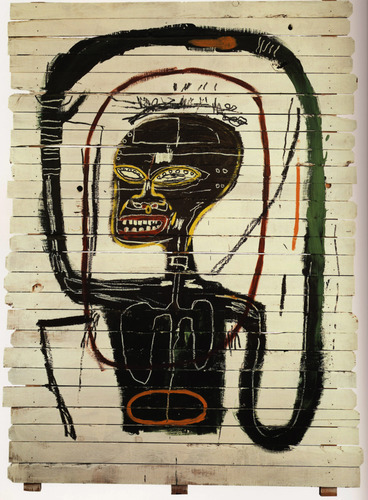 artist-basquiat:Flexible, 1984, Jean-Michel BasquiatMedium: acrylic,crayon,wood