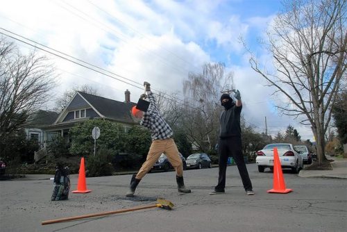 Portland Anarchist Road Care Is Here To Repair Those Pesky Potholes What do the people of Portland, 