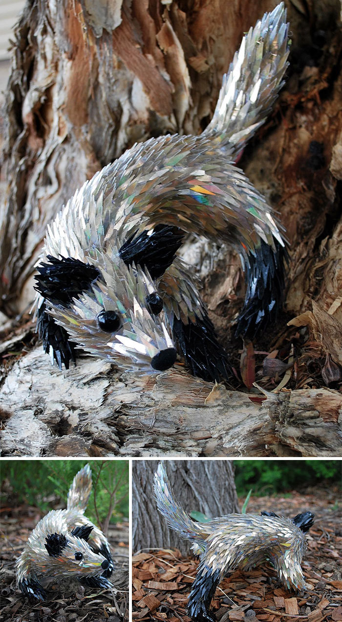 mayahan:Artist Sean Avery Creates Sculptures with Recycled CDs