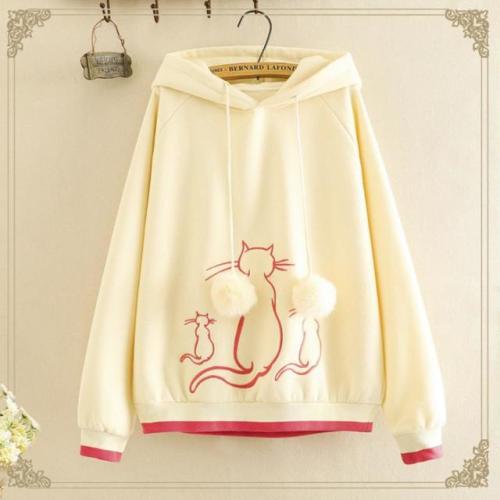Kawaii Cat Embroidery Brushed Hoodie starts at $34.90 ✨✨ How about this one? Do you like it? ❤️
