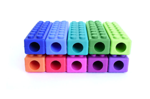 safechewablethings: NEW - Brickstick Pencil topper Note that the Purple in XXT is NOT the same color