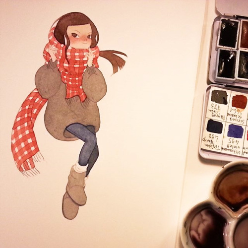 Watercolors and Polychromos progress video