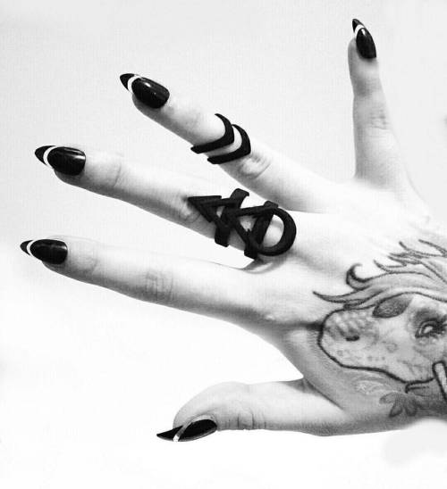 &lsquo;Rune&rsquo; ring &amp; 'Hunt&rsquo; midi ring in black by @rogueandwolf Avail
