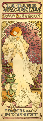 artist-mucha:  The Lady of the Camellias, 1896, Alphonse MuchaSize: 207.3x72.2 cmMedium: lithography