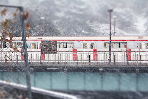 tokyoghosts:snow train by K. Zetterlund on Flickr.