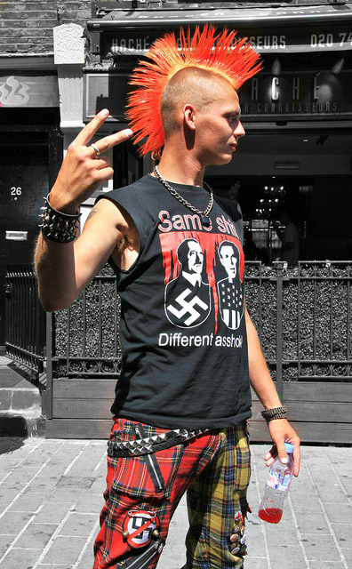 punkerskinhead: cool punk gear, spiked bracelet and bright colored mohawk = sexy