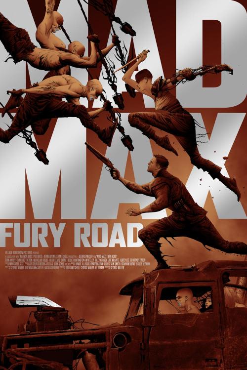 itsbrittality:  xombiedirge:  Mad Max: Fury Road by Jae Lee   24″ X 36″ screen prints, numbered regular edition of 20 and variant edition of 20 which also features chrome foil inks. Private commission, NFS.  These are awesome! 