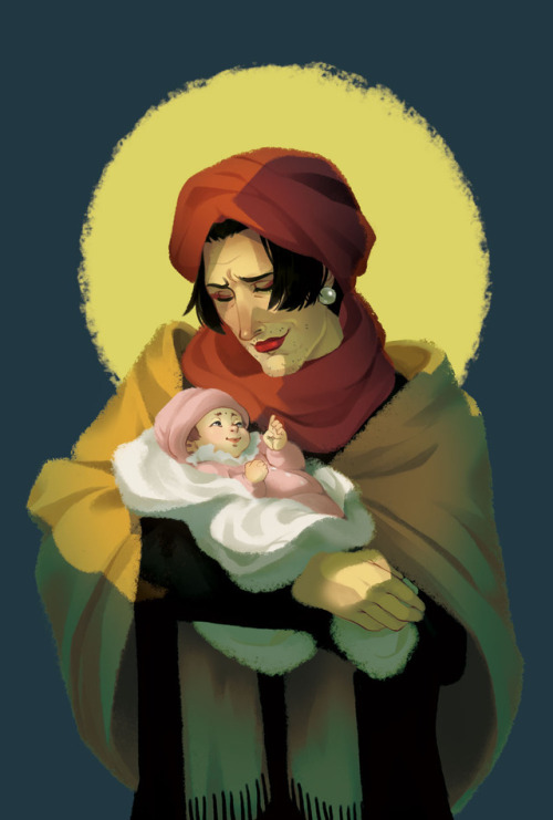 etherelleart:a little babypowdery snow on its cheeks on this holy nightTokyo Godfathers is one of my