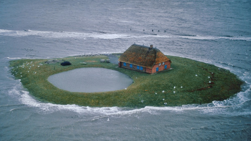 shelterpub: Hallig Habel, a farm in northern Germany on the North Sea, an area of low flatlands and 