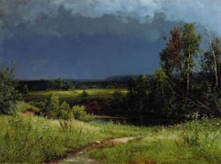 russian-painting:  Ivan Ivanovich Shishkin - Before the storm, (1884).Oil on canvas, 110 х 50 сm. The State Russian Museum, St. Petersburg, Russia.