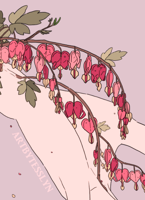 artbytesslyn: We had three bleeding heart bushes in the house i grew up in.  Patreon | Commission in