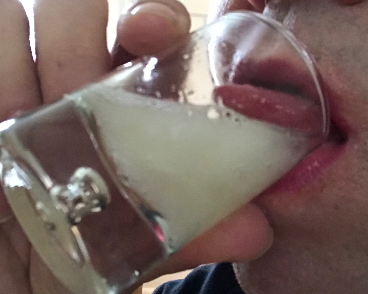 drinkcumloads: Warming the cum up a little and playing around. I have it all videoed,