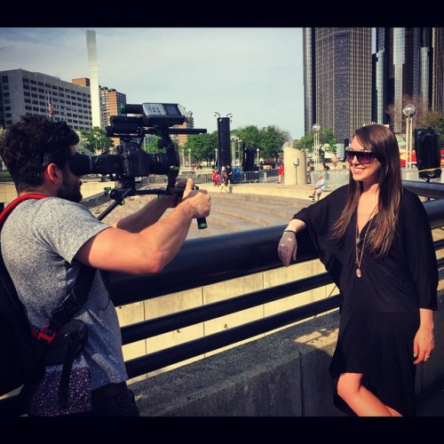 Having #fun shooting an #interview at Hart Plaza for the #French #documentary &ldquo;Detroit Renaiss