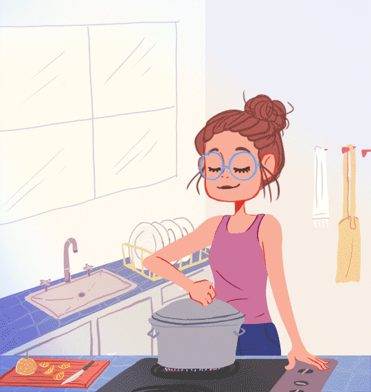 That moment when you’re cooking and your glasses fog up | Art by debbie_sketchA thermic shock is that moment when sudden temperature changes dehydrate your skin. See more moments here.