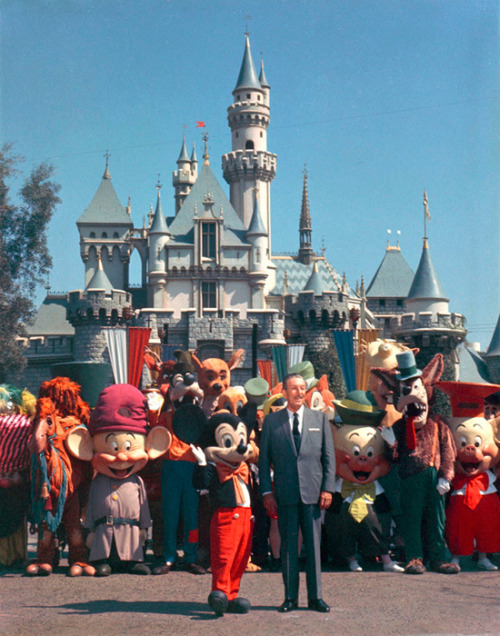 gameraboy: Walt and friends at Sleeping Beauty’s Castle, 1965. Via the Disney Parks Blog. More