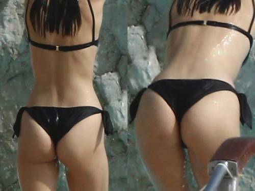 starprivate:  Bella Hadid gives wet bikini ass  Bella Hadid bending over her wet bikini ass by the Eden Rock pool in the french riviera.