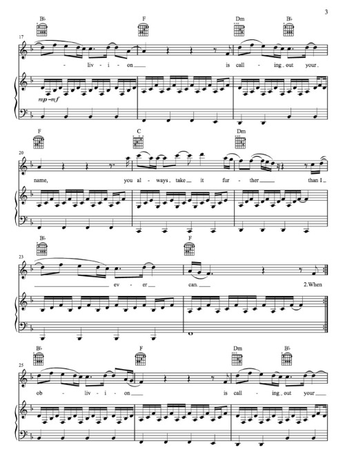 Oblivion - Bastille (Piano Sheet Music)